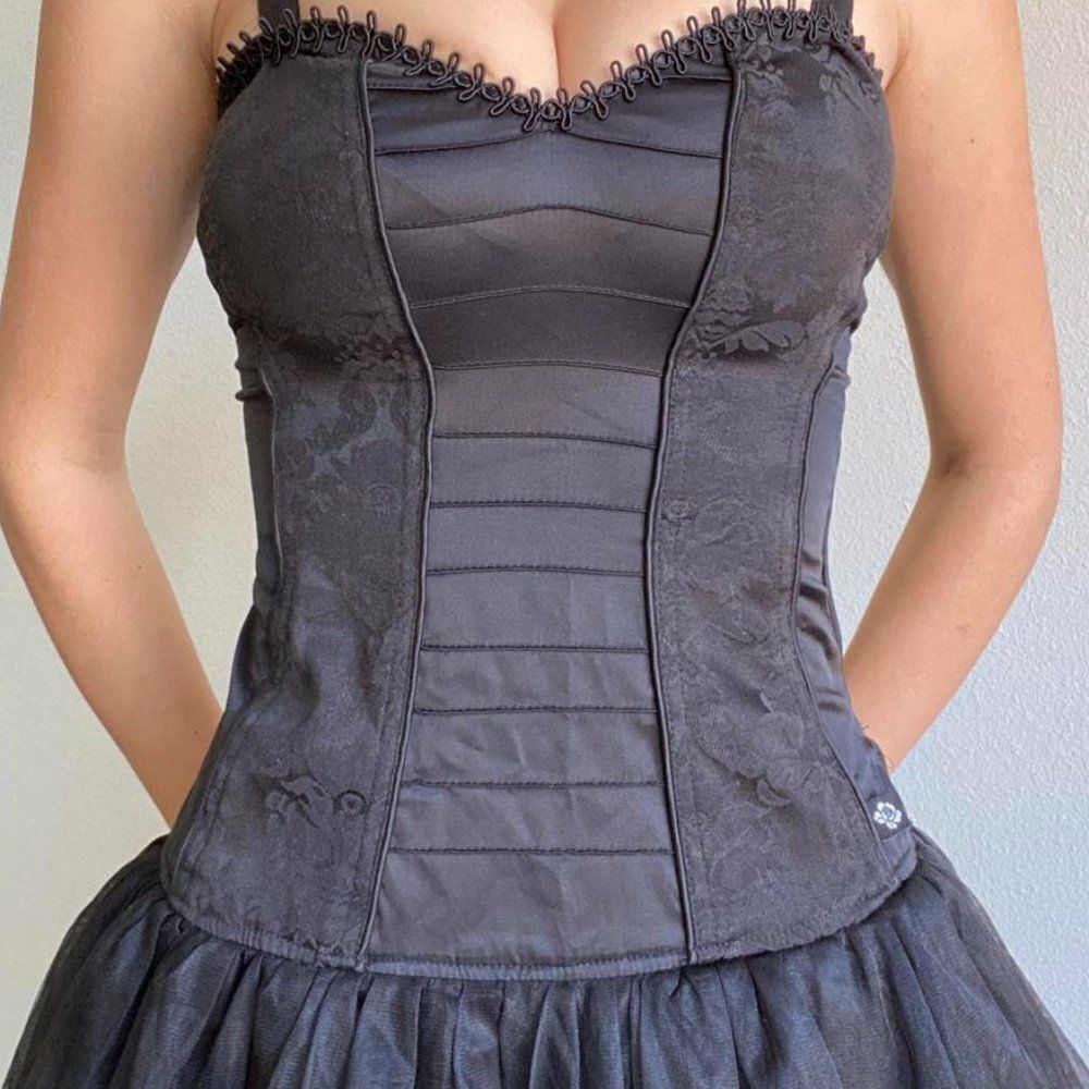 Tripp NYC Black Tutu Layers Corset Removable Straps Mini Dress XL NWOT - Picture 4 of 15